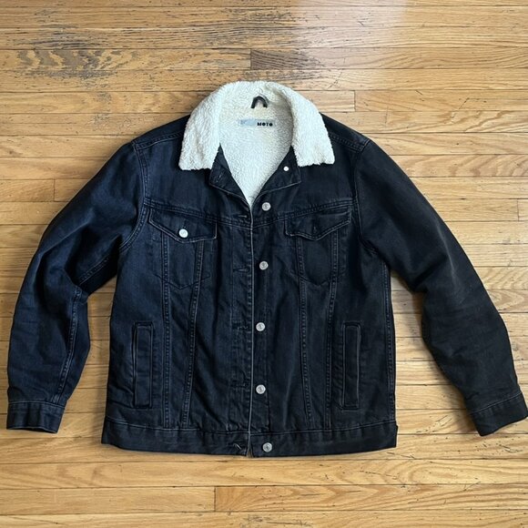 Topshop Black Denim Trucker Jacket - Picture 1 of 3